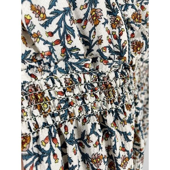 MAX STUDIO Tiered Floral Midi Dress Cream Multi Ruffled Boho - Picture 10 of 14